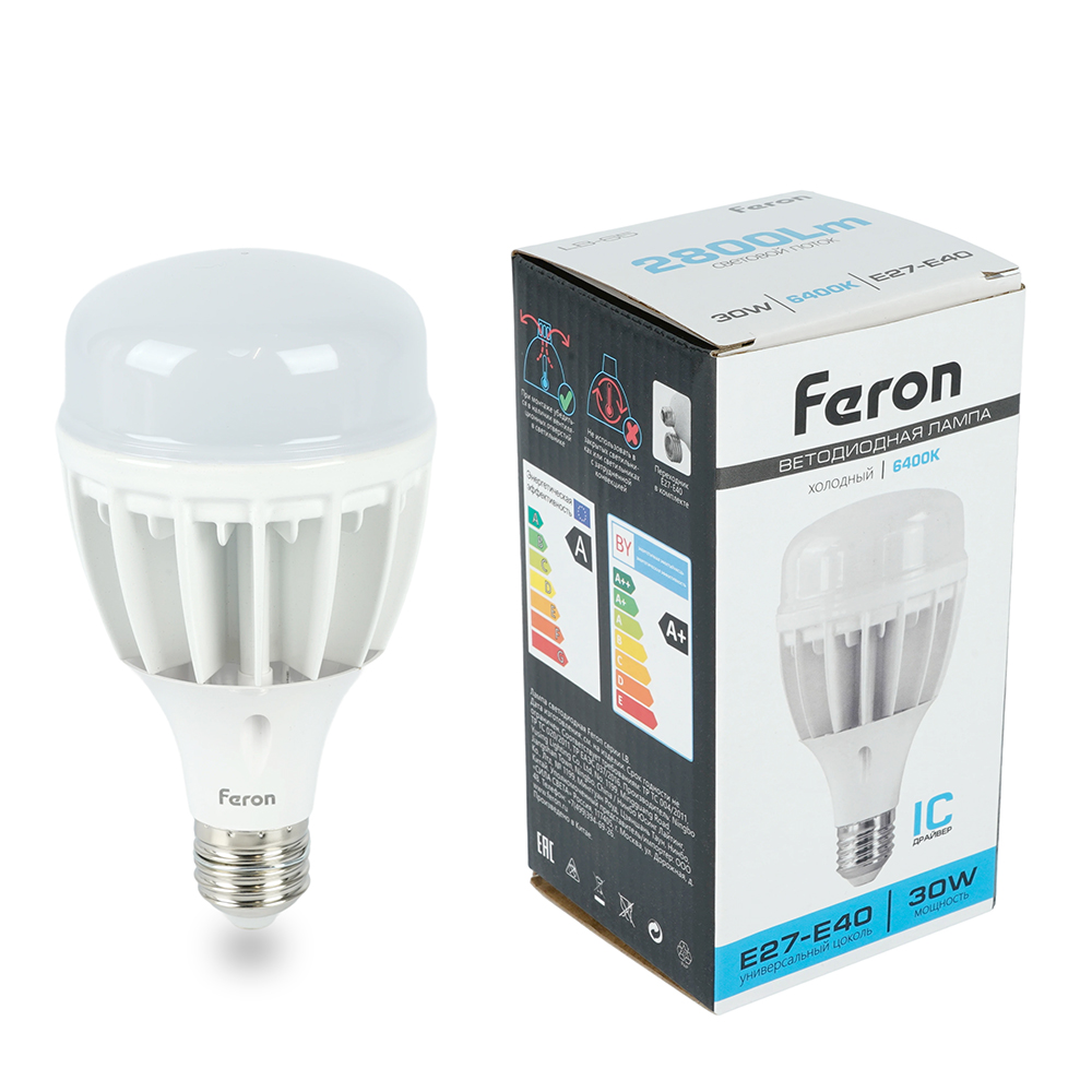 Лампа светодиодная Feron LB-65 E27-E40 30W 175-265V 6400K от компании Ферон