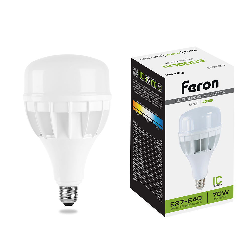 Лампа светодиодная Feron LB-65 E27-E40 70W 175-265V 4000K от компании Ферон