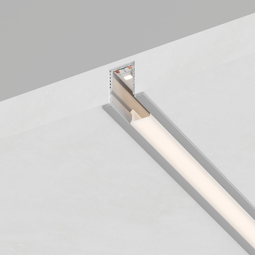 Купить Профиль алюминиевый встраиваемый 9х12мм, серебро, 2м  CAB242 (в комплекте с матовым экраном, 2 заглушками, 4 крепежами) FERON по цене производителя в официальном интернет-магазине shop.feron.ru