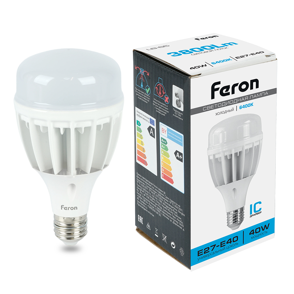 Лампа светодиодная Feron LB-65 E27-E40 40W 175-265V 6400K от компании Ферон