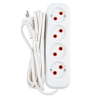 Удлинитель 4-местный б/з Stekker, HM01-40-05, 5м, 2x0,75, серия Home (У10-429), белый 39218