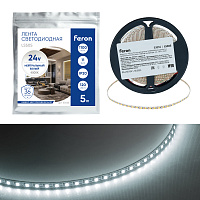 Лента светодиодная 120SMD(2835)/м 11Вт/м 24V 5000*5*1.5мм 4000K, LS505 FERON