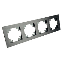 Рамка 4-местная, металл, STEKKER MFR00-7004-05, серия Катрин, черный 50024