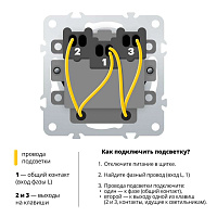 Выключатель 2-клавишный c индикатором (механизм), STEKKER, 250В, 10А, серия Эмили, RSW10-5102-05, черный уголь, soft touch 49838
