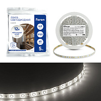 Светодиодная LED лента Feron LS603, 60SMD(2835)/m 4.8W/m 12V 5m 4000К  Артикул 41446 Светодиодная LED лента Feron LS603, 60SMD(2835)/m 4.8W/m 12V 5m 4000К  Артикул 41446