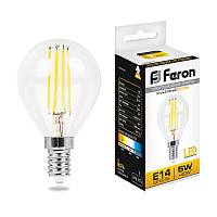 Лампа светодиодная Feron LB-61 Шарик E14 5W 230V 2700K 25578 Лампа светодиодная Feron LB-61 Шарик E14 5W 230V 2700K 25578