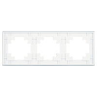 Рамка 3-местная, стекло, STEKKER, GFR00-7003-01, серия Катрин, белый 39256