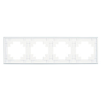 Рамка 4-местная, стекло, STEKKER, GFR00-7004-01, серия Катрин, белый 39257