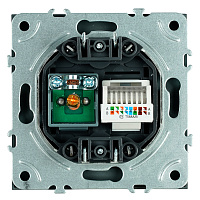 Розетка TV + компьютерная RJ-45 (механизм), STEKKER, RST00-5106-05, серия Эмили, черный уголь, soft touch 49846