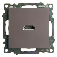 Розетка HDMI 2.1, Type A (механизм), STEKKER GLS00-7118-04, серия Катрин, шоколад 50064 Розетка HDMI 2.1, Type A (механизм), STEKKER GLS00-7118-04, серия Катрин, шоколад 50064