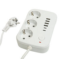 Удлинитель 3-местный c/з 3x1 мм2, 1,8 м, 250В, 10А, 4USB+2Type-C 2,4А, серия Home plus, белый STEKKER HM09-36-02 49972 Удлинитель 3-местный c/з 3x1 мм2, 1,8 м, 250В, 10А, 4USB+2Type-C 2,4А, серия Home plus, белый STEKKER HM09-36-02 49972