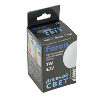 Лампа светодиодная Feron LB-37 Шарик E27 1W 230V 6400K матовый 25115