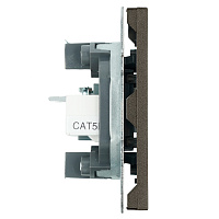 Розетка TV + компьютерная RJ-45 (механизм), STEKKER, серия Эмили, RST00-5106-09, антрацит, soft touch 49924