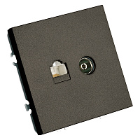 Розетка TV + компьютерная RJ-45 (механизм), STEKKER, серия Эмили, RST00-5106-09, антрацит, soft touch 49924