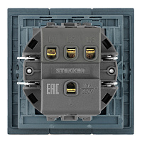 Выключатель 3-клавишный (механизм), STEKKER, 250В, 10А, серия Мия, RSW10-3108-05, черный бархат 50444