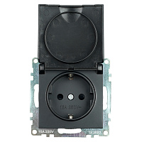 Розетка 1-местная с/з с крышкой (механизм), STEKKER GLS16-7112-05, 250В, 16А с защитной шторкой, серия Катрин, черный 39608 Розетка 1-местная с/з с крышкой (механизм), STEKKER GLS16-7112-05, 250В, 16А с защитной шторкой, серия Катрин, черный 39608