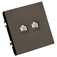 Розетка компьютерная 2-местная RJ-45 (механизм), STEKKER, серия Эмили, RST00-5111-09, антрацит, soft touch 49926