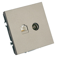 Розетка TV + компьютерная RJ-45 (механизм), STEKKER, серия Эмили, RST00-5106-09, антрацит, soft touch 49924 Розетка TV + компьютерная RJ-45 (механизм), STEKKER, серия Эмили, RST00-5106-09, антрацит, soft touch 49924