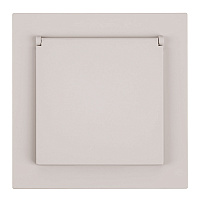 Розетка 1-местная с крышкой с защ. штор, STEKKER, с/з, 250В, 16А, серия Мия, RST16-3112-08, пудровый жемчуг 50485