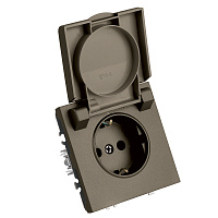 Розетка 1-местная с крышкой с защ. штор, STEKKER, с/з, 250В, 16А, серия Эмили, RST16-5112-09, антрацит, soft touch 49933