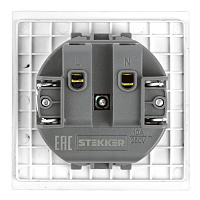 Розетка 1-местная с защитной шторкой (механизм), STEKKER, б/з, 250В, 16А, серия Мия, RST16-3109-01, белая магнолия  50439