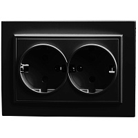 Розетка 2-местная c/з STEKKER, PST16-9014-03, с защитной шторкой, 250В, 16А, серия Эрна, черный 39482 Розетка 2-местная c/з STEKKER, PST16-9014-03, с защитной шторкой, 250В, 16А, серия Эрна, черный 39482