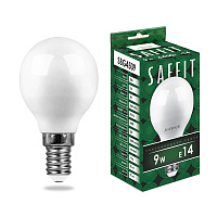 Лампа светодиодная SAFFIT SBG4509 Шарик E14 9W 230V 6400K 55125 Лампа светодиодная SAFFIT SBG4509 Шарик E14 9W 230V 6400K 55125