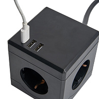 HM10-41-01 Удлинитель 3-местный с/з, 3x1мм2, 1.5м, 250В, 16А, 2USB+1С, 5V 3,1А, серия Comfort, черный 49657 HM10-41-01 Удлинитель 3-местный с/з, 3x1мм2, 1.5м, 250В, 16А, 2USB+1С, 5V 3,1А, серия Comfort, черный 49657