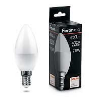 Лампа светодиодная Feron.PRO LB-1307 Свеча E14 7.5W 175-265V 4000K 38054 Лампа светодиодная Feron.PRO LB-1307 Свеча E14 7.5W 175-265V 4000K 38054