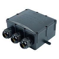 Распределительная коробка STEKKER LD553, количество вводов: 4, поликарбонат, нейлон, цвет черный, размер 163,1*151,6*59,4мм. 50555