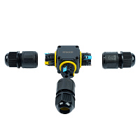 Соединитель-коннектор для проводов T 3-контактный LD556 STEKKER, водонепрониц. пружинный контакт  50558