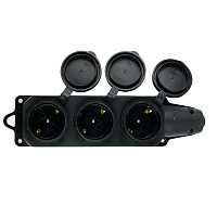 Розетка переносная 3-местная c/з STEKKER, RST16-23-44, штепсельная 250В, 16А, IP44, черный 32739 Розетка переносная 3-местная c/з STEKKER, RST16-23-44, штепсельная 250В, 16А, IP44, черный 32739