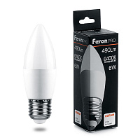 Лампа светодиодная Feron.PRO LB-1306 Свеча E27 6W 175-265V 6400K 38052 Лампа светодиодная Feron.PRO LB-1306 Свеча E27 6W 175-265V 6400K 38052