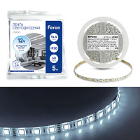 Светодиодная LED лента Feron LS606, 60SMD(5050)/m 14.4W/m 12V 5m 6500К Артикул 27644 Светодиодная LED лента Feron LS606, 60SMD(5050)/m 14.4W/m 12V 5m 6500К Артикул 27644