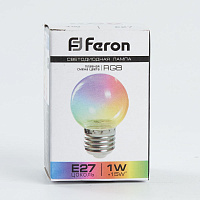 Лампа светодиодная Feron LB-37 Шарик прозрачный E27 1W 230V RGB плавная смена цвета 38132 Лампа светодиодная Feron LB-37 Шарик прозрачный E27 1W 230V RGB плавная смена цвета 38132