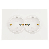 Розетка 2-местная с защитной шторкой, STEKKER, с/з, 250В, 16А, серия Эмили, RST16-5114-01, белый фарфор, soft touch  49882