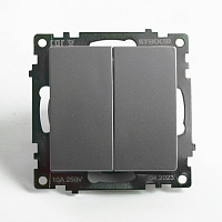 Переключатель 2-клавишный (механизм), STEKKER GLS10-7107-03, 250V, 10А, серия Катрин, серебро 49168 Переключатель 2-клавишный (механизм), STEKKER GLS10-7107-03, 250V, 10А, серия Катрин, серебро 49168