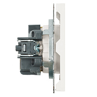 Розетка 1-местная с защитной шторкой с/з (механизм), STEKKER, 250В, 16А, серия Эмили, RST16-5110-01, белый фарфор, soft touch  49880