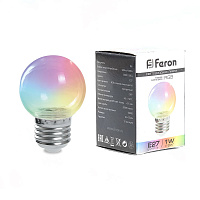 Лампа светодиодная Feron LB-371 Шар прозрачный E27 3W RGB быстрая смена цвета 38130 Лампа светодиодная Feron LB-371 Шар прозрачный E27 3W RGB быстрая смена цвета 38130