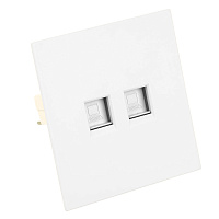 Розетка компьютерная 2-местная RJ-45 (механизм), STEKKER,  серия Мия, RST00-3111-01, белая магнолия 50437