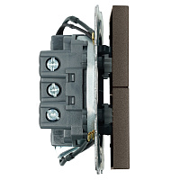 Выключатель 2-клавишный c индикатором (механизм), STEKKER, 250В, 10А, серия Эмили, RSW10-5102-09, антрацит, soft touch 49916