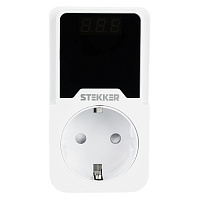 Реле напряжения для розетки регулируемое  STEKKER  VPR-200W, 230В, 16A 50689 Реле напряжения для розетки регулируемое  STEKKER  VPR-200W, 230В, 16A 50689