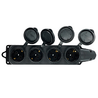 Розетка переносная 4-местная c/з, STEKKER, RST16-24-44, 250В, 16А, IP44, черный 39019 Розетка переносная 4-местная c/з, STEKKER, RST16-24-44, 250В, 16А, IP44, черный 39019