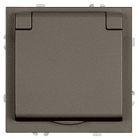 Розетка 1-местная с крышкой с защ. штор, STEKKER, с/з, 250В, 16А, серия Эмили, RST16-5112-09, антрацит, soft touch 49933