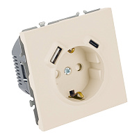 Розетка 1-местная з/ш с/з 16А + USB + Type C (механизм), STEKKER, 250В, 20W, серия Эмили, RST16-5119-08, кашемир, soft touch 50360
