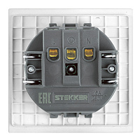 Розетка 1-местная с защитной шторкой с/з (механизм), STEKKER, 250В, 16А, серия Мия, RST16-3110-01, белая магнолия 50440