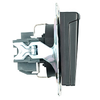 Розетка 1-местная с/з с крышкой (механизм), STEKKER GLS16-7112-05, 250В, 16А с защитной шторкой, серия Катрин, черный 39608 Розетка 1-местная с/з с крышкой (механизм), STEKKER GLS16-7112-05, 250В, 16А с защитной шторкой, серия Катрин, черный 39608