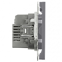 Розетка 2-местная USB + Type C (механизм), STEKKER, 250В, 20W, серия Эмили, RST10-5115-10, платиново-серый, soft touch 49957