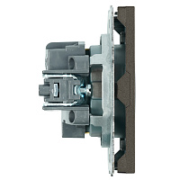 Розетка 1-местная с защитной шторкой с/з (механизм), STEKKER, 250В, 16А, серия Эмили, RST16-5110-09, антрацит, soft touch 49932