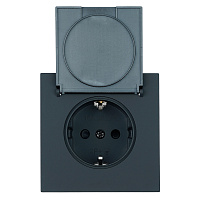 Розетка 1-местная с крышкой с защ. штор, STEKKER, с/з, 250В, 16А, серия Мия, RST16-3112-05, черный бархат 50455